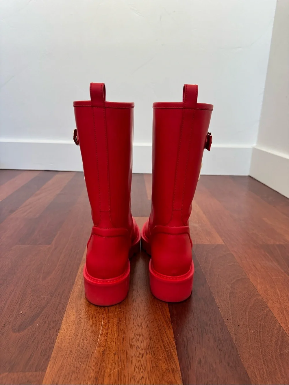 Louis Vuitton Red Mid-Calf Rubber Boots